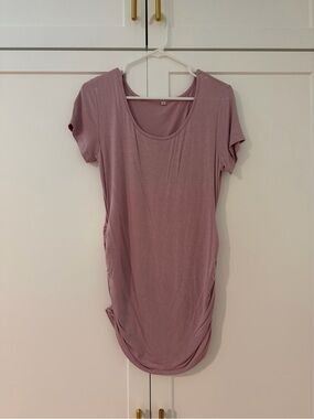 Motherhood Maternity Side Ruched Scoop Neck Short Sleeve Top